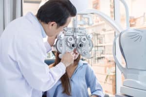eye test by Ophthalmologist in optical lab